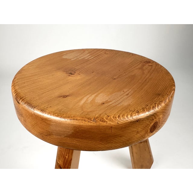 Pine Sandoz Stool by Charlotte Perriand for Les Arcs, France, 1960s For Sale - Image 11 of 18