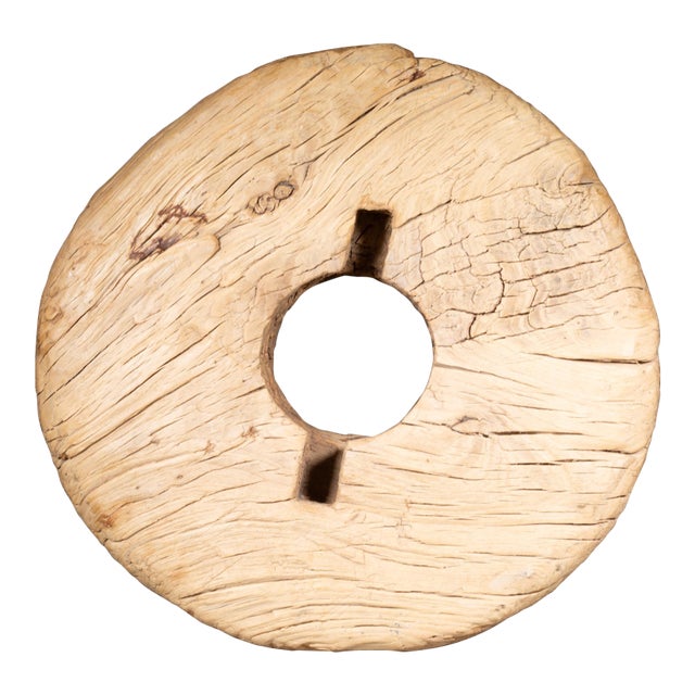 Antique Indian Wooden Wheel For Sale