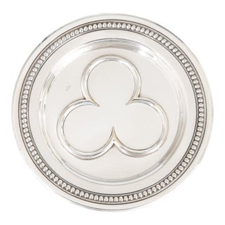 Vintage French Silver Plate Wine Coaster or Vide Poche For Sale
