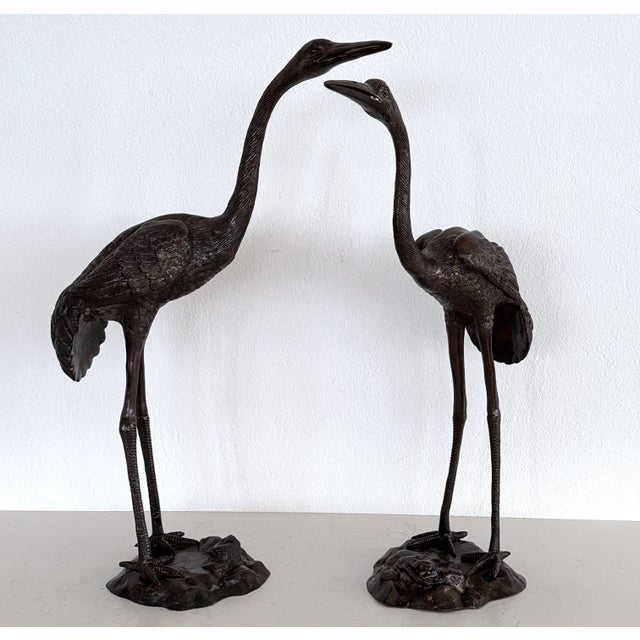 1970s Large Burnished Brass Heron Sculptures, Italy, 1970, Set of 2 For Sale - Image 5 of 18