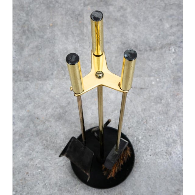 Mid-Century Modern 1960s Mid Century Modern Fireplace Tools Brass Cast Iron Pilgrim Seymour Nelson Metal For Sale - Image 3 of 11