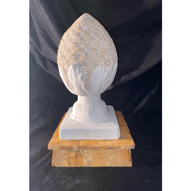 Mid 20th Century Mid 20th Century A Cast Stone Decorative Finial Resembling a Pineapple or Artichoke. 17” Height , Solid For Sale - Image 5 of 12