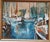 This original oil painting is a vibrant harbor scene with sailboats rendered in a heavy impasto technique with a pallet...