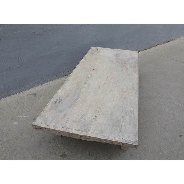Farmhouse Vintage Large Walnut Wood Coffee Table For Sale - Image 3 of 3