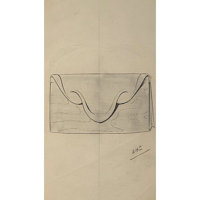 Art Deco 1930s Set of 2 Original French Art Deco Design Drawings-Pocketbooks, Purses, Documentation For Sale - Image 3 of 5