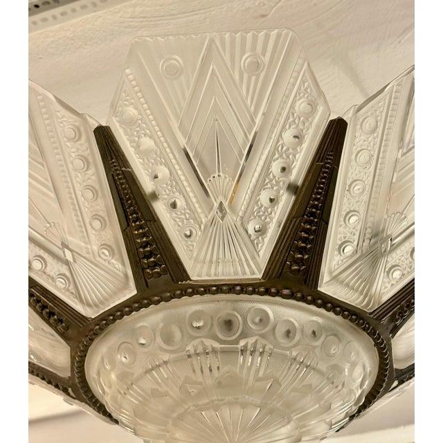 Georges Leleu 1920s French Art Deco Chandelier by G Leleu For Sale - Image 4 of 13