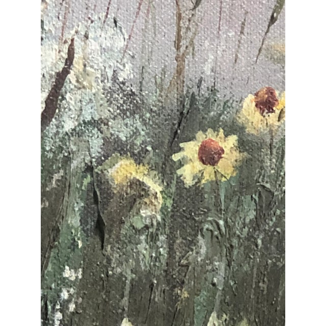 Wood 1974 Field of Wildflowers Oil-On-Canvas, Framed For Sale - Image 7 of 13