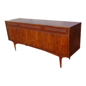 Mid-Century Modern Teak Bow Front Credenza