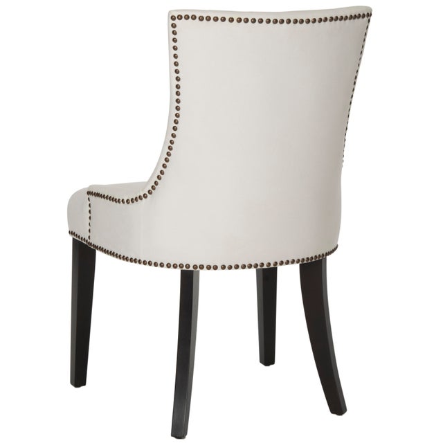 19''H Dining Chair in Brass nailheads in White & Espresso a Pair