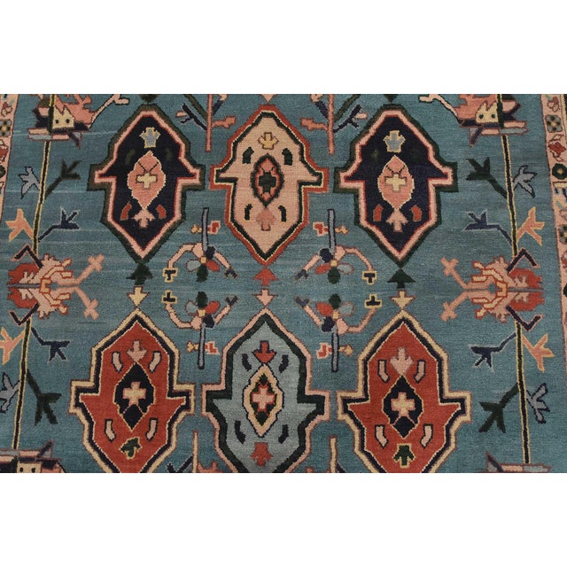 2000 - 2009 Heriz Rug 5’10” X 8’11” Blue Wool Vintage Tribal Hand-Knotted Oriental Carpet For Sale - Image 5 of 13