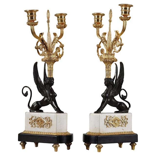 Spinx Candleholders, Set of 2 For Sale