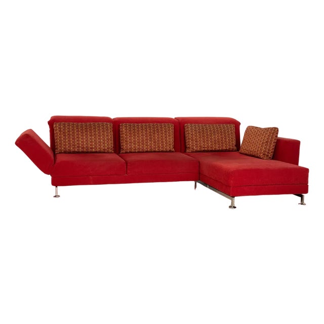 Brühl Moule Fabric Corner Sofa Red Chaise Longue Right Manual Function Relaxation Function Sofa Couch For Sale