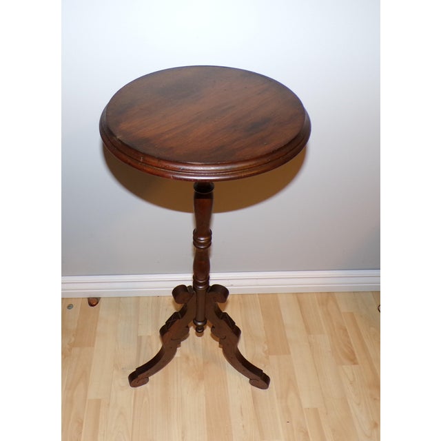 Wood Antique Victorian Plant Stand Eastlake Candlestick Table Tripod Bust Stand For Sale - Image 7 of 13