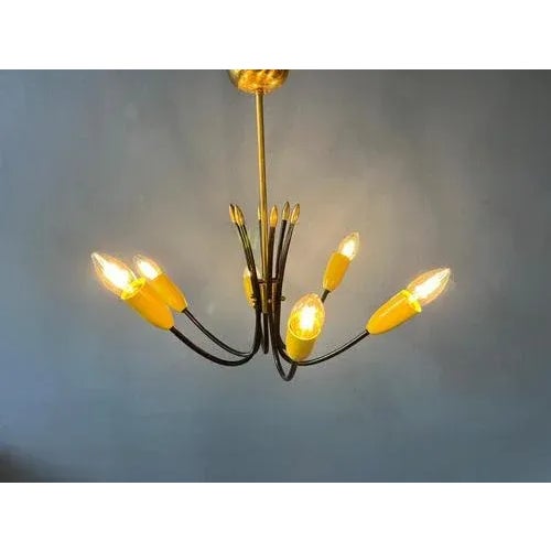 Vintage Spider Pendant Lamp in Yellow, 1950s For Sale - Image 11 of 11