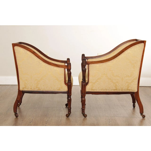 Antique 19th C. English Rosewood Pair of Club Arm Chairs For Sale In Philadelphia - Image 6 of 13