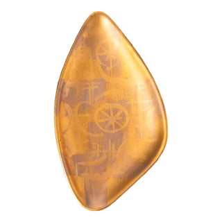 Sascha Brastoff "More Gold" Asymmetric Dish For Sale