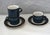 Vintage Haniwa Ranmaru Stoneware Cups & Saucers Blue and White Capri Pattern - 6 pcs For Sale In West Palm - Image 6 of 11