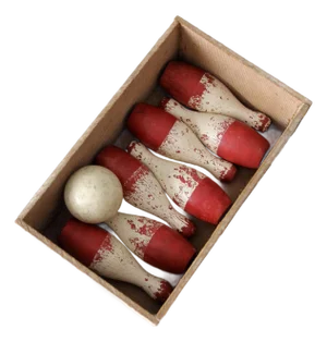 Antique Tabletop Bowling Game Set