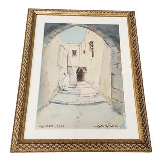 Vintage Watercolor "Algiers" by A. Filatoff C.1930 For Sale