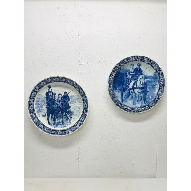 Blue Late 20th Century Delft Blue and White Platters - Set of 2 For Sale - Image 8 of 8