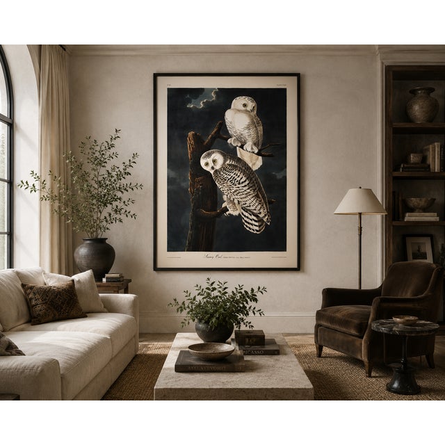 White Snowy Owl, 1827 – John James Audubon Vintage Bird Art Print, 32" X 48" For Sale - Image 8 of 10