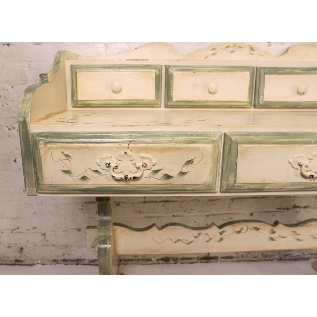 Mid 20th Century Antique Style Hand-Painted Desk With Dragonfly and Ivy Motifs For Sale - Image 9 of 16