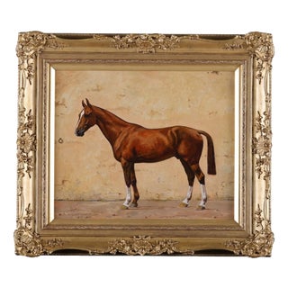 André Marchand, French Equestrian of a Chestnut Racehorse, Oil on Board For Sale