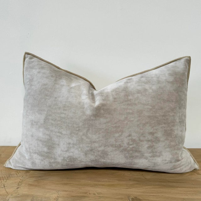 European Vintage Style Ciment Velvet Accent Pillow With Down Insert For Sale In Los Angeles - Image 6 of 6