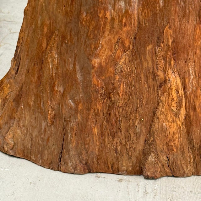 Large Honey Brown Reclaimed Tree Trunk Side Pedestal Table For Sale - Image 4 of 9