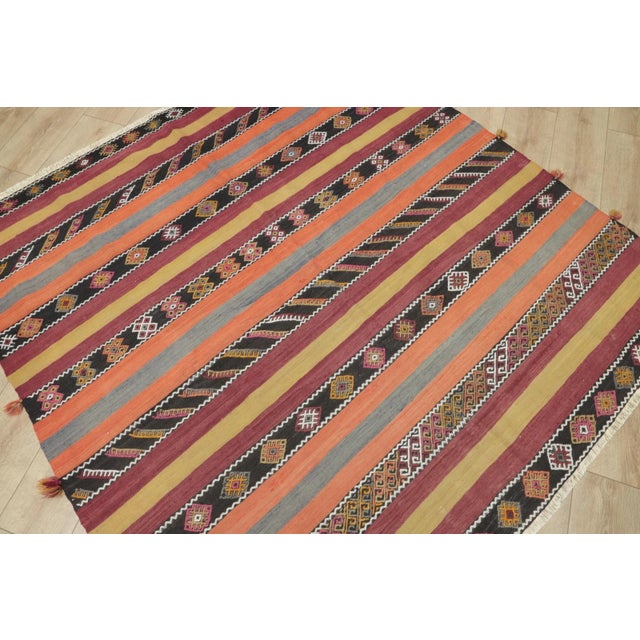 1960s Turkish Red Hand Knotted Kilim Square Rug For Sale - Image 12 of 13
