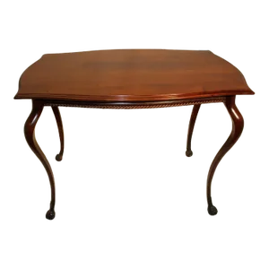 French Victorian Solid Walnut Center Table With Ormolu, 19th Century