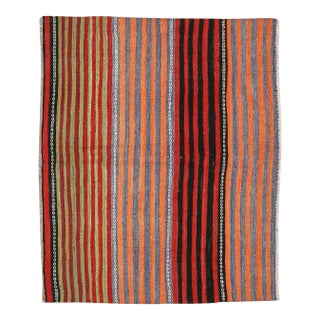 Mid 20th Century Small Vintage Striped Kilim Rug For Sale