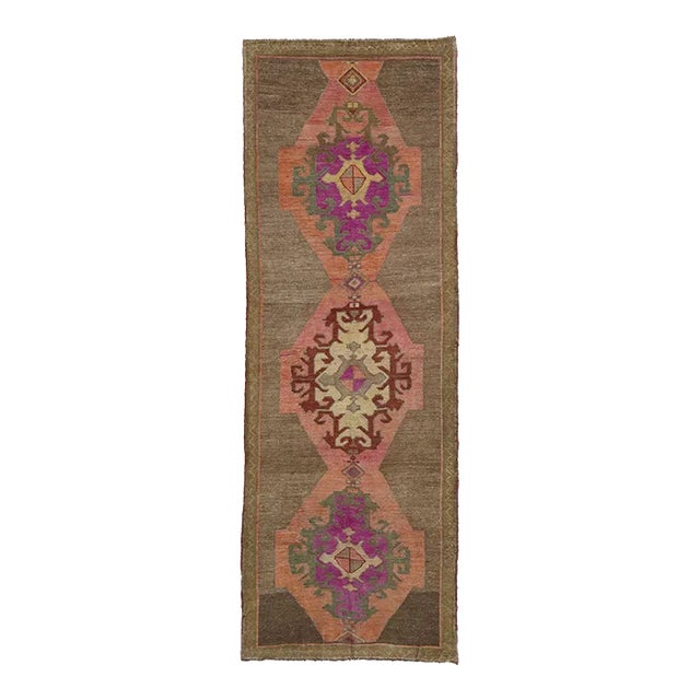 Vintage Turkish Kars Runner Rug - 03'07 X 10'03 For Sale