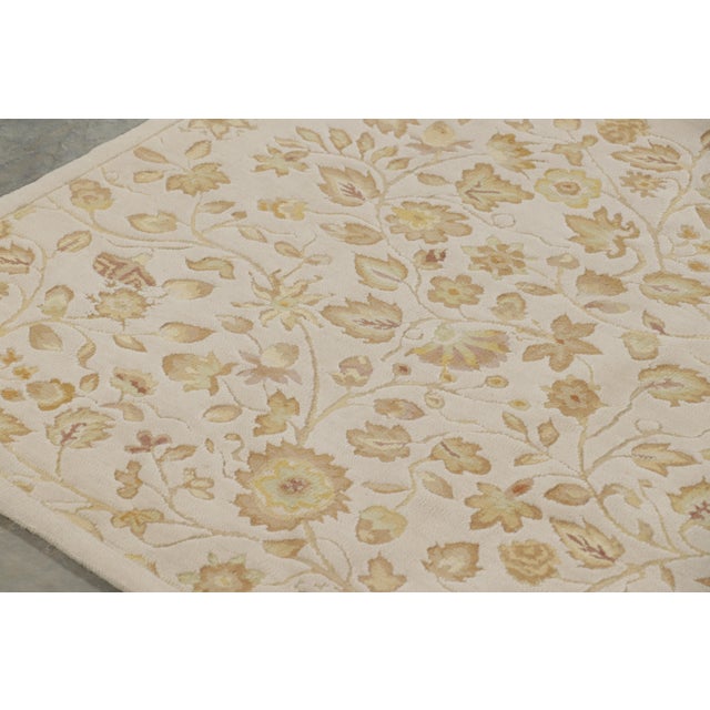 2010s Rug & Kilim’s Tudor Style Rug in White With Beige-Brown Floral Patterns For Sale - Image 5 of 8