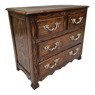 Baker Furniture French Provincial Louis XV Carved Oak Chest of Drawers For Sale