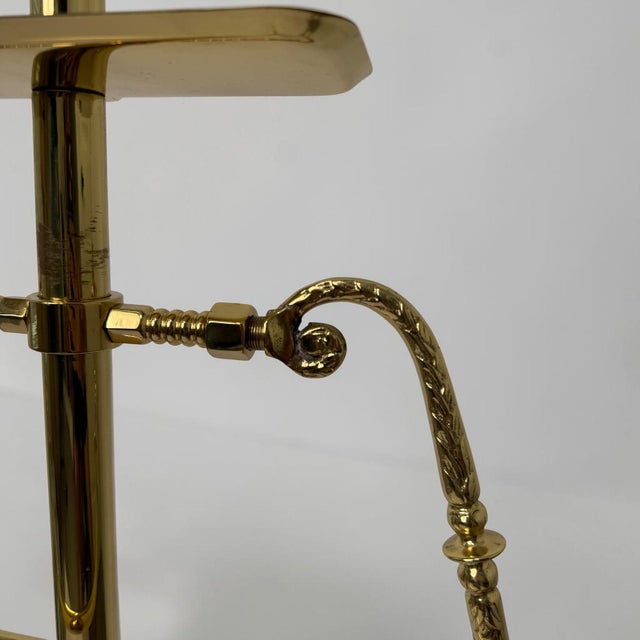 Vintage Mid Century Gentlemens Valet Brass Gentlemens Butler Coat Floor Stand For Sale - Image 9 of 12