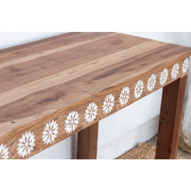 1990s 6 Feet Long Mother of Pearl Blossom Console For Sale - Image 5 of 10