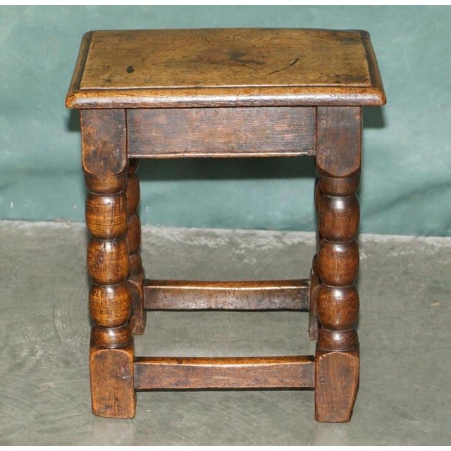English Oak Bobbin Turned Joint Stool, 1700s For Sale - Image 3 of 18