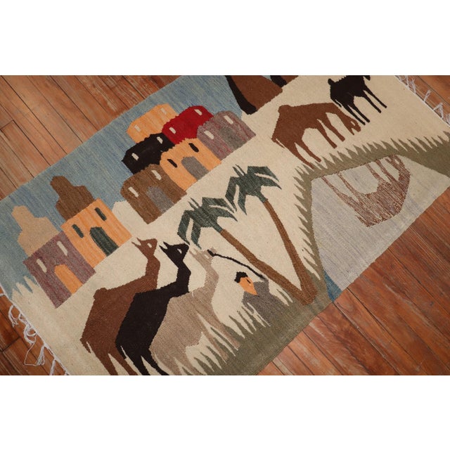 Vintage Pictorial Turkish Kilim rug no. j3247 For Sale In New York - Image 6 of 6