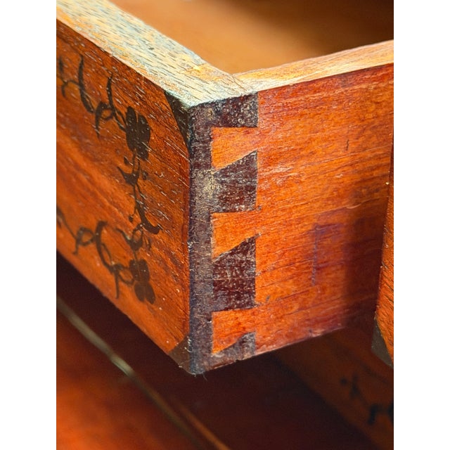 Wood Antique 19th Century French Chinoiserie Hand-Painted Black and Gilt Ladies Writing Desk For Sale - Image 7 of 12