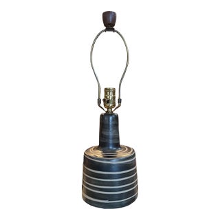 1960s Jane and Gordon Martz Black and Gray Ceramic Table Lamp for Marshall Studios For Sale