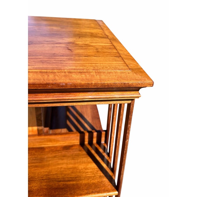 Antique Arts & Crafts Walnut Three Tier Revolving Bookcase Excellent Condition For Sale - Image 10 of 12