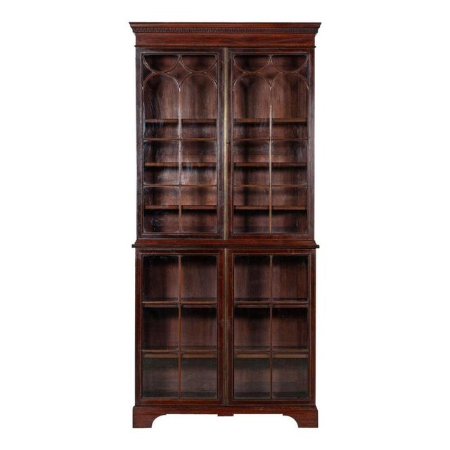 George III Mahogany Glazed Twin Library Bookcase Cabinet, 1770s For Sale - Image 15 of 15