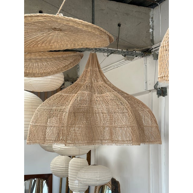 Large Rattan Hanging Light in the Shape of a Flower, 2010s For Sale - Image 6 of 18