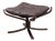 Vintage Falcon Ottoman in Brown Leather and Plywood by Sigurd Ressell for Vatne Møbler, 1970s For Sale
