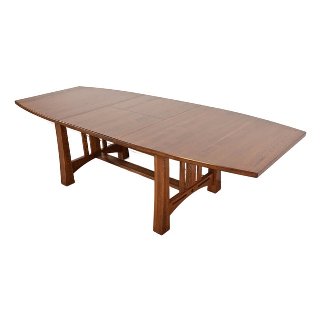 Stickley Style Mission Oak Arts & Crafts Extension Dining Table, Newly Refinished For Sale