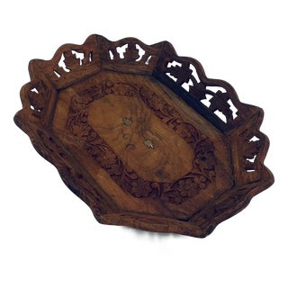 Indian Wooden Decorative Tray, 1975 For Sale