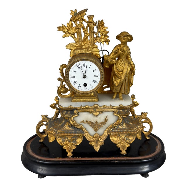 Antique 19th Century Parisian Fireplace Clock For Sale