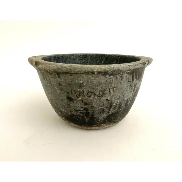 Black Primitive Limestone Hand-Carved Vessel Bowl For Sale - Image 8 of 8