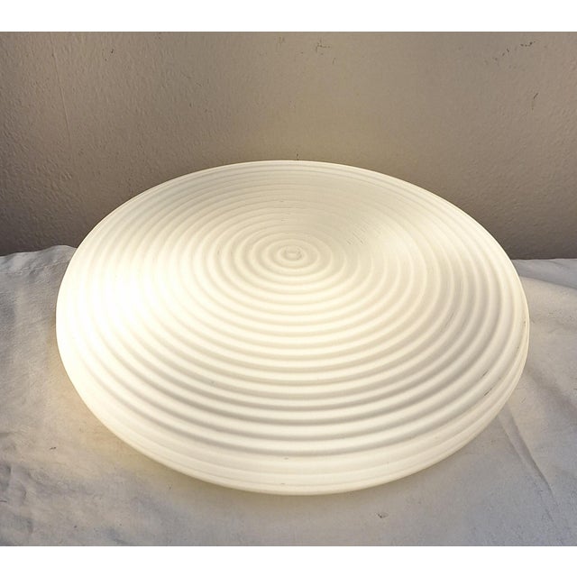Flat Vintage German Ceiling Lamp with White Opaque Glass Shade by Steinel For Sale - Image 3 of 8
